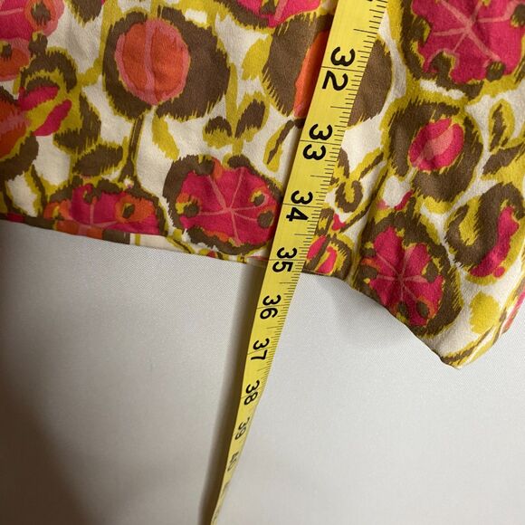 Boden Gold Pink Floral Scoop-Neck Cap-Sleeves Empyre-Waist Fully Lined Size US6R - Picture 8 of 10